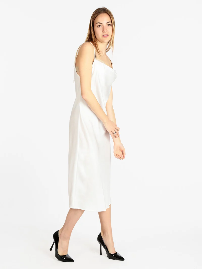 Abito donna effetto raso - bianco