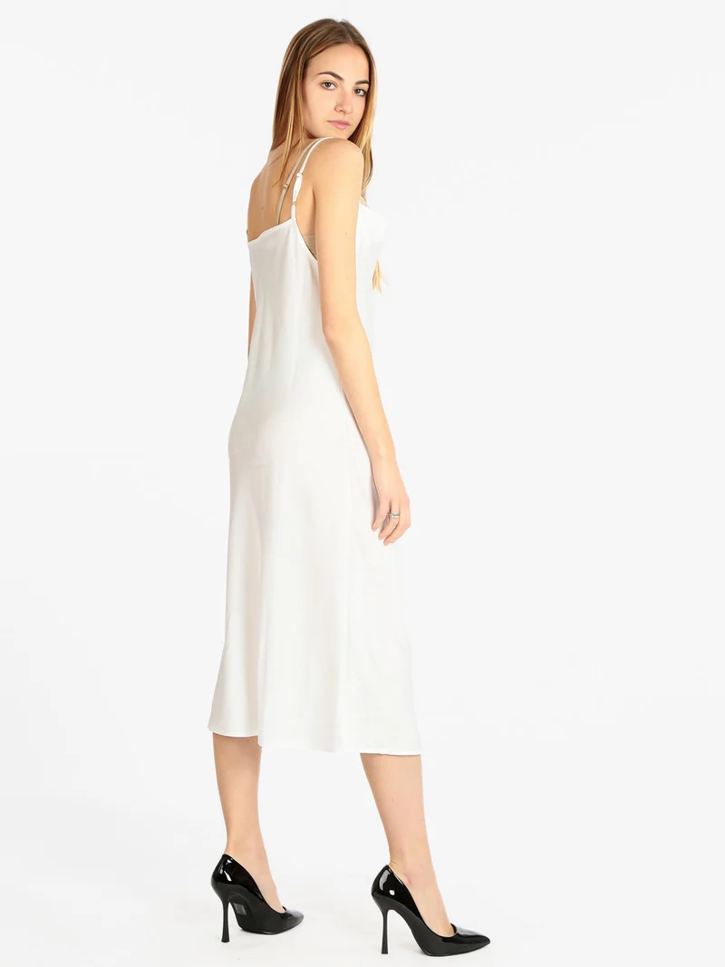 Abito donna effetto raso - bianco