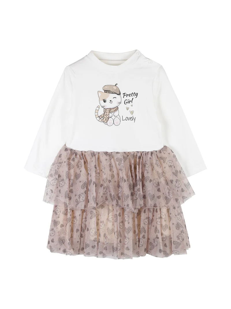 Completo da neonata 2 pezzi con vestito e pelliccia sintetica - bianco