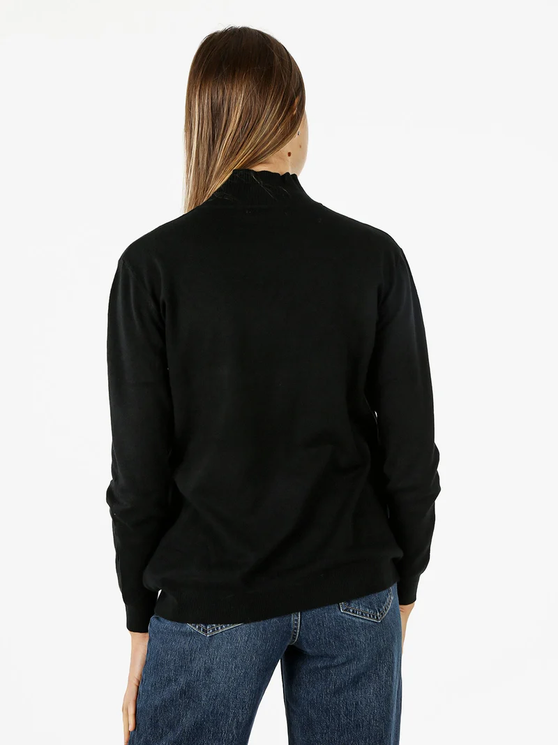 Maglia donna a lupetto - nero