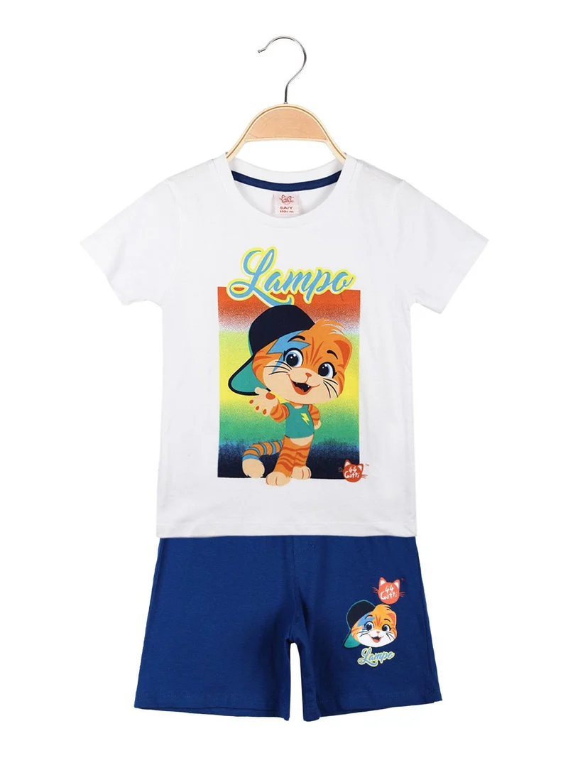 Completo corto bambino con stampa - bianco