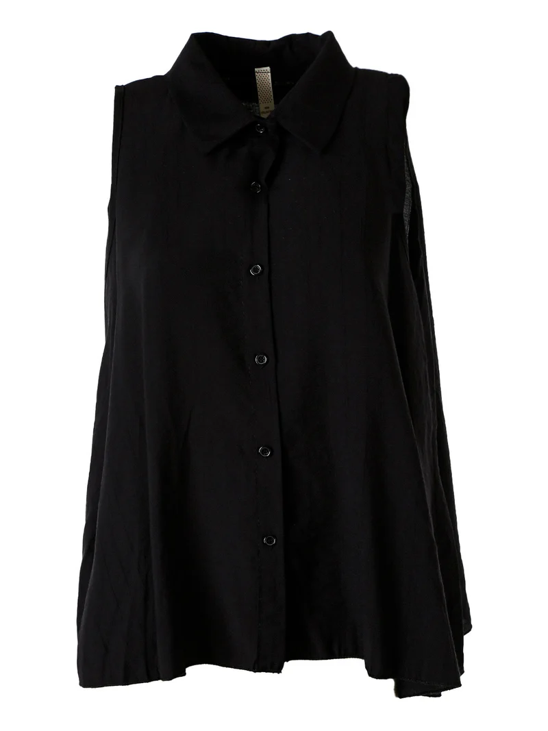 Top donna a camicia senza maniche - nero