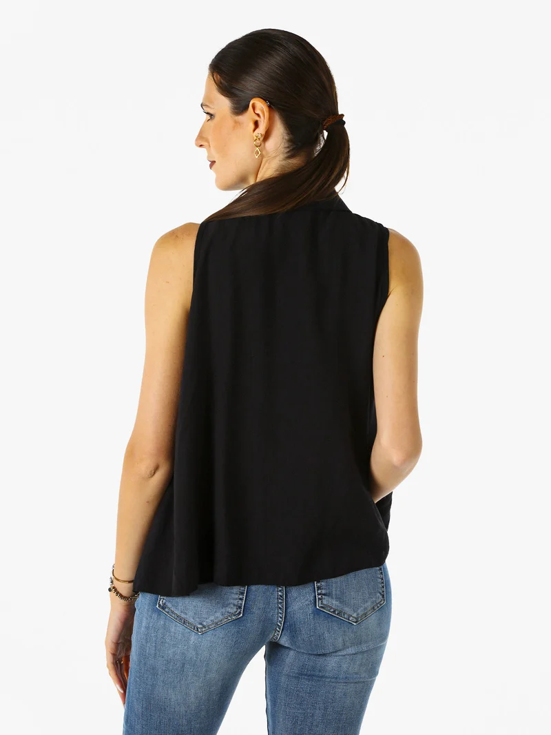 Top donna a camicia senza maniche - nero