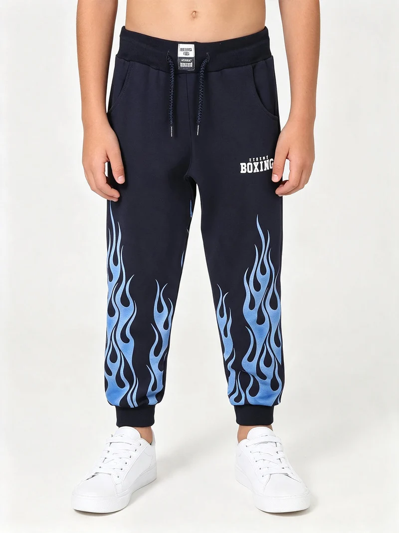 Pantaloni da ragazzo in felpa con coulisse - blu scuro