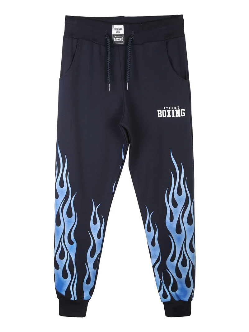 Pantaloni da ragazzo in felpa con coulisse - blu scuro