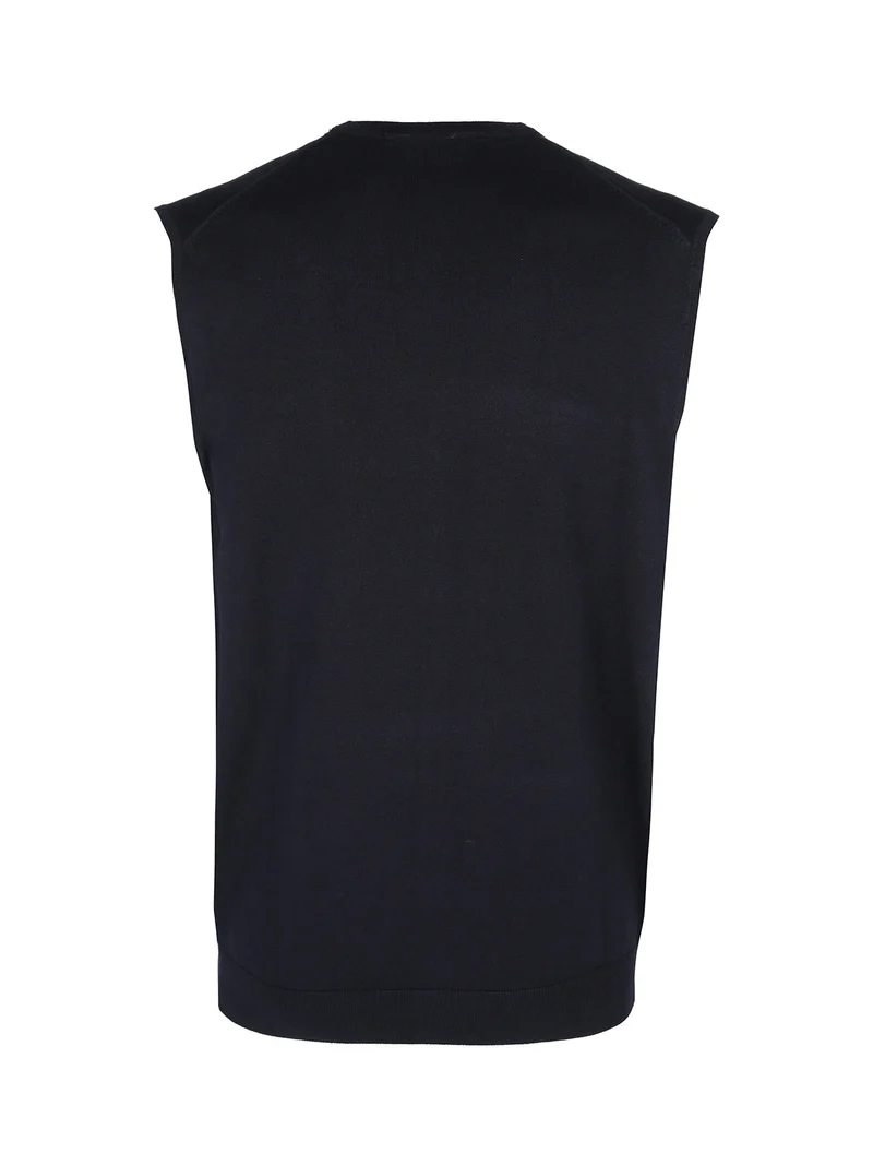 Gilet in maglia da uomo con bottoni - blu scuro