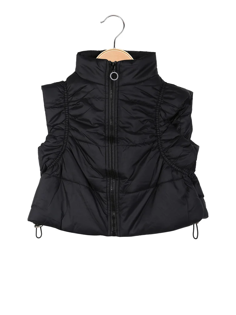 Gilet cropped da bambina imbottito - nero
