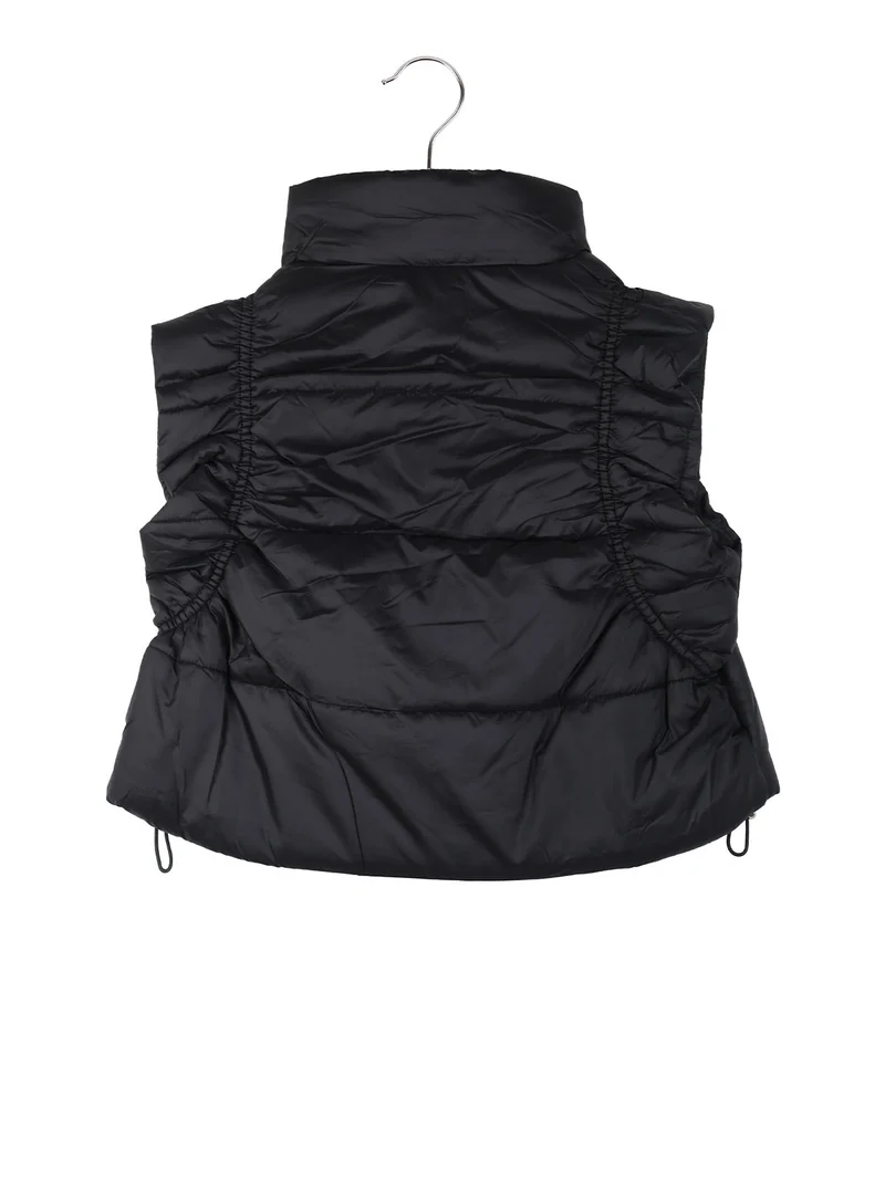 Gilet cropped da bambina imbottito - nero