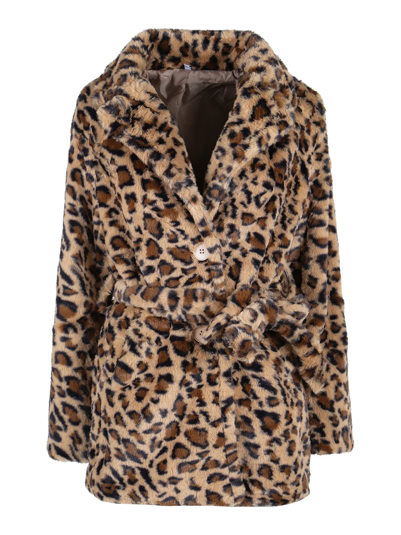 Cappotto donna animalier in pelliccia sintetica - multicolore