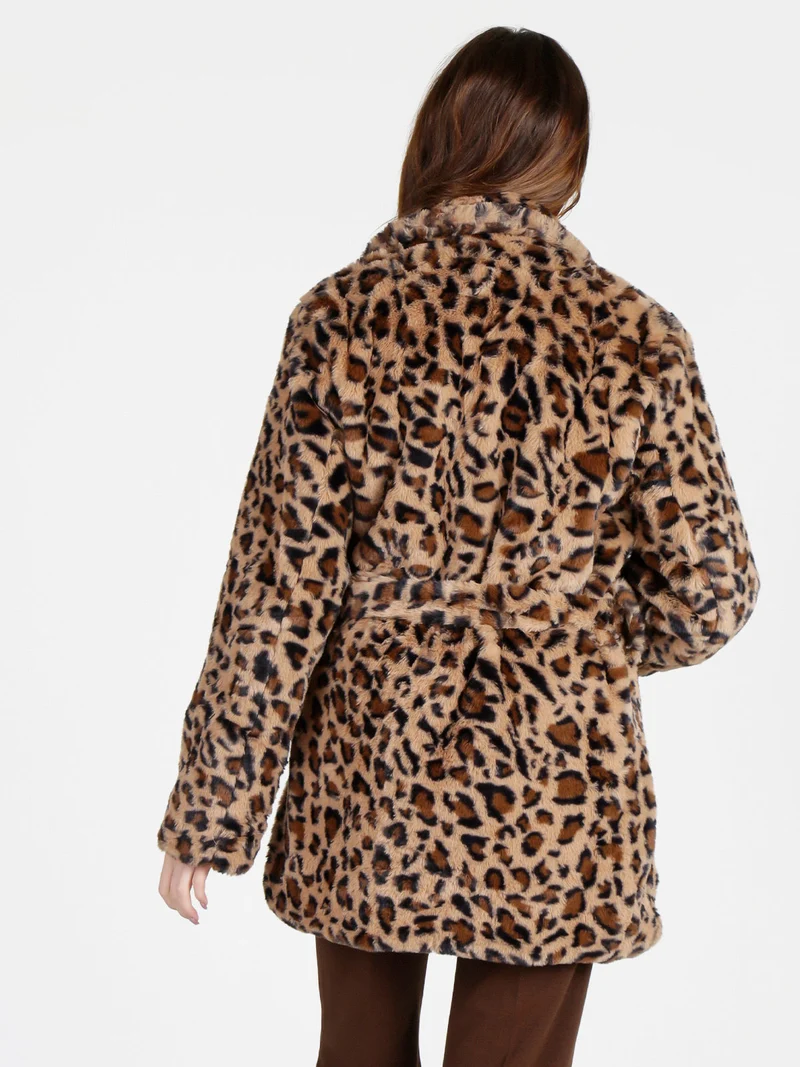 Cappotto donna animalier in pelliccia sintetica - multicolore