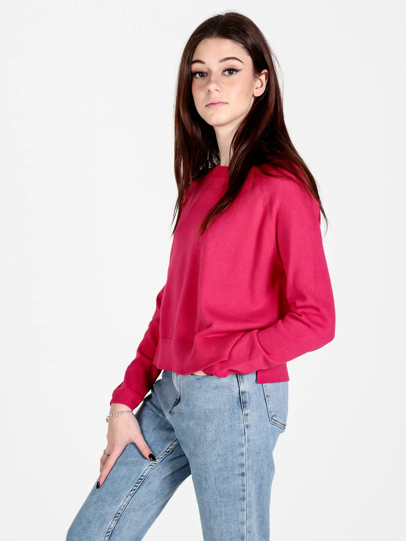Pullover donna girocollo in maglia - anguria