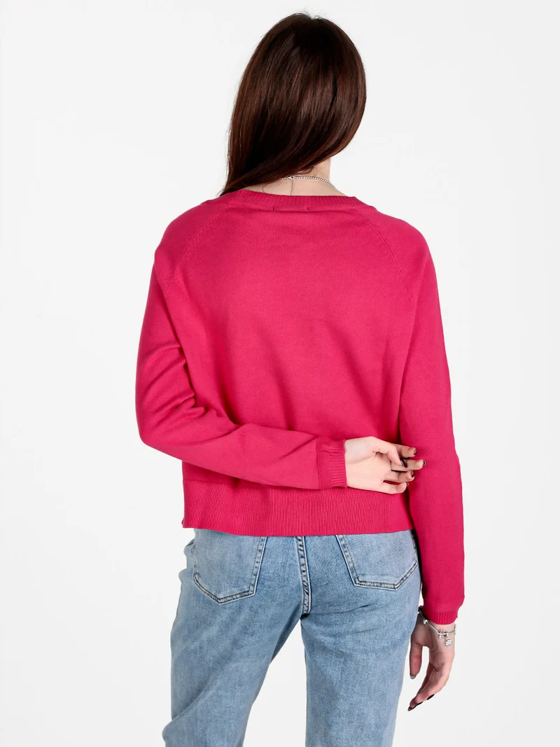 Pullover donna girocollo in maglia - anguria