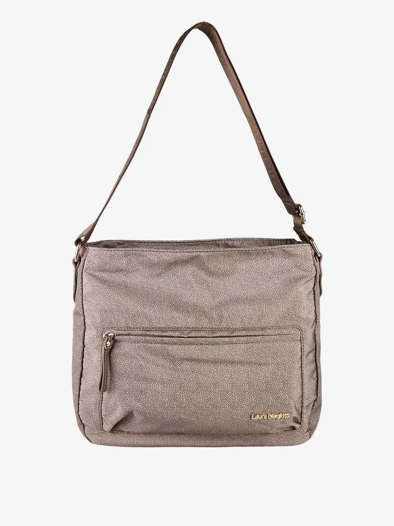Borsa donna grande a tracolla in nylon - marrone