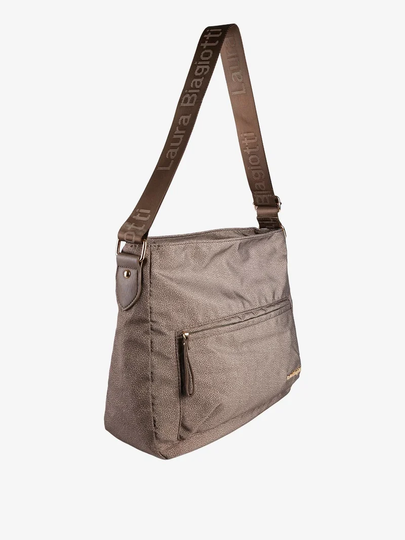 Borsa donna grande a tracolla in nylon - marrone