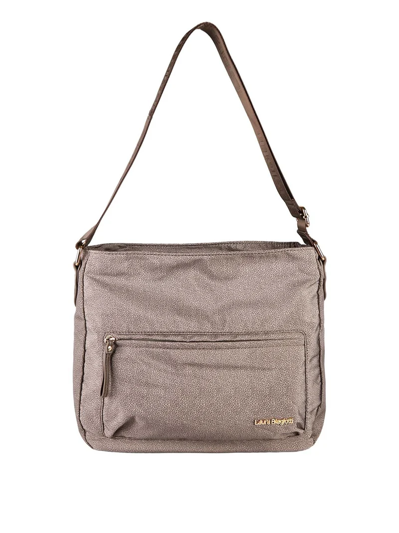Borsa donna grande a tracolla in nylon - marrone