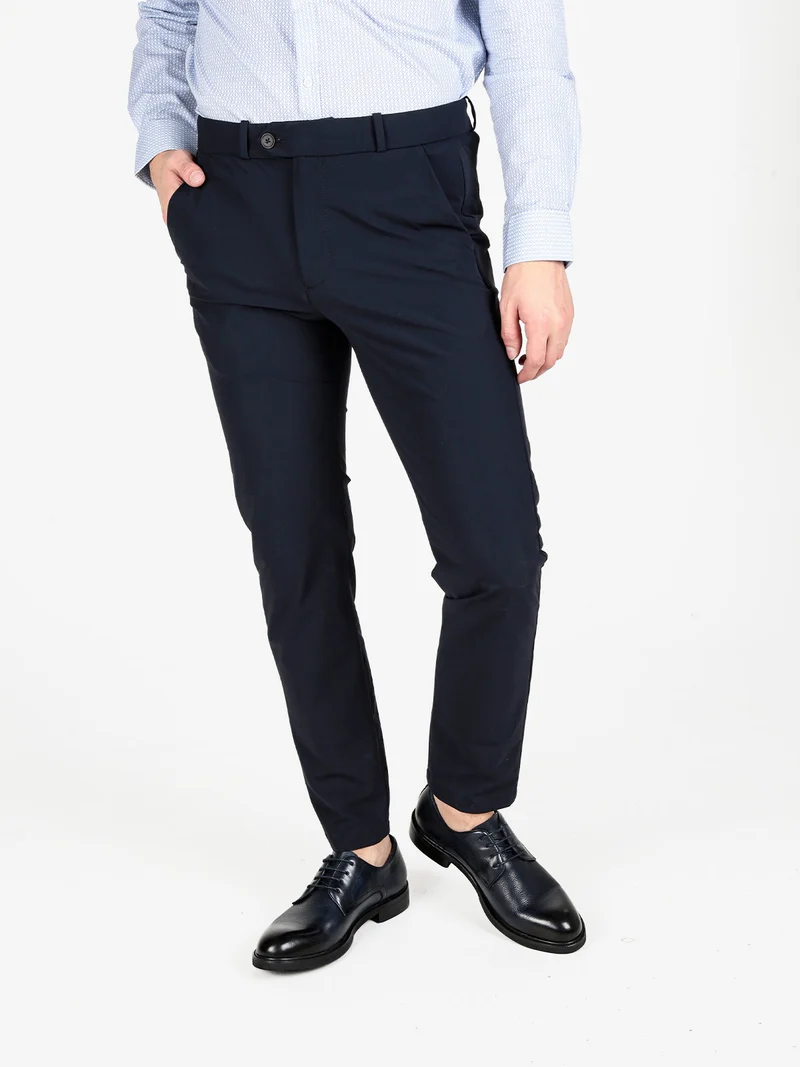 Pantaloni eleganti da uomo a vita bassa - blu scuro