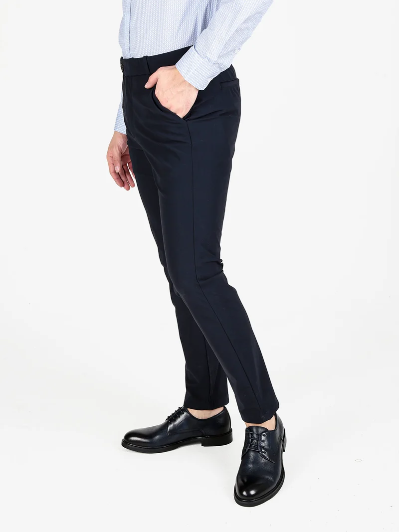 Pantaloni eleganti da uomo a vita bassa - blu scuro