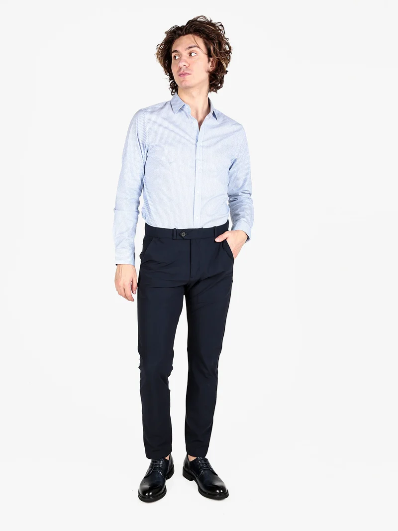 Pantaloni eleganti da uomo a vita bassa - blu scuro