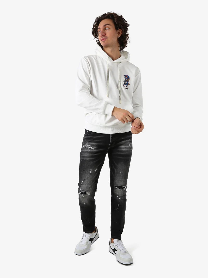 Jeans skinny da uomo con strappi - nero