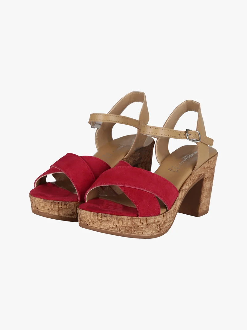 Sandali in pelle donna con tacco - rosso