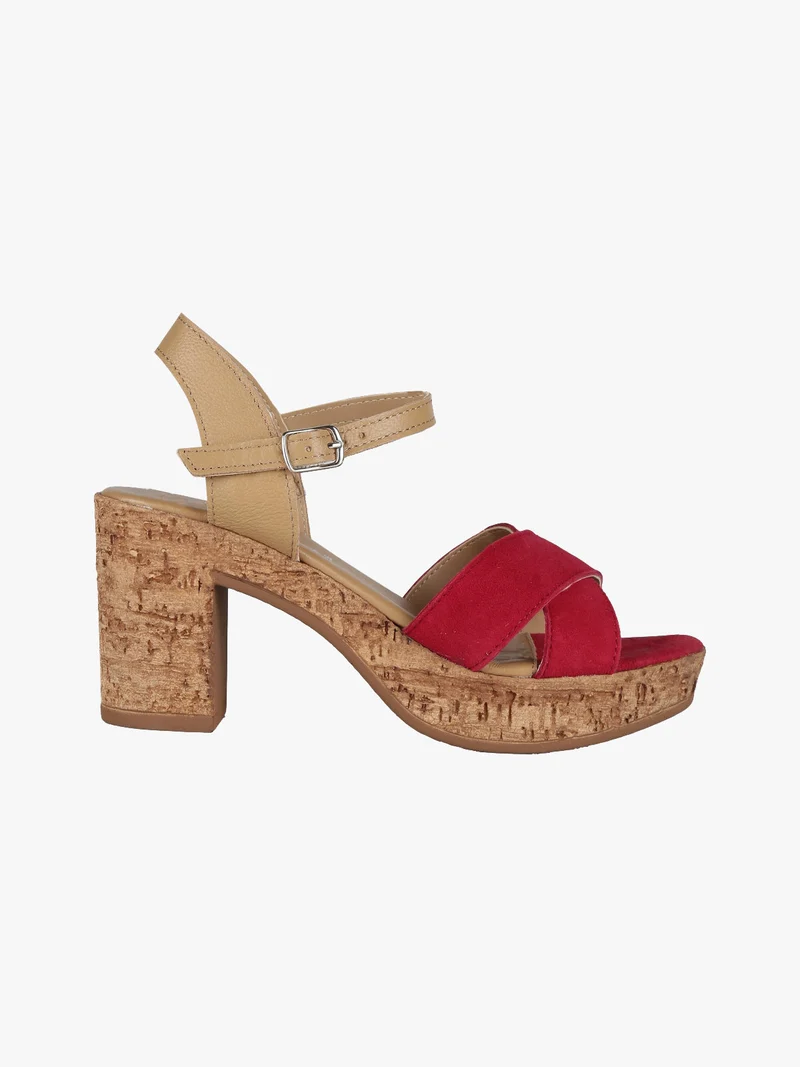 Sandali in pelle donna con tacco - rosso