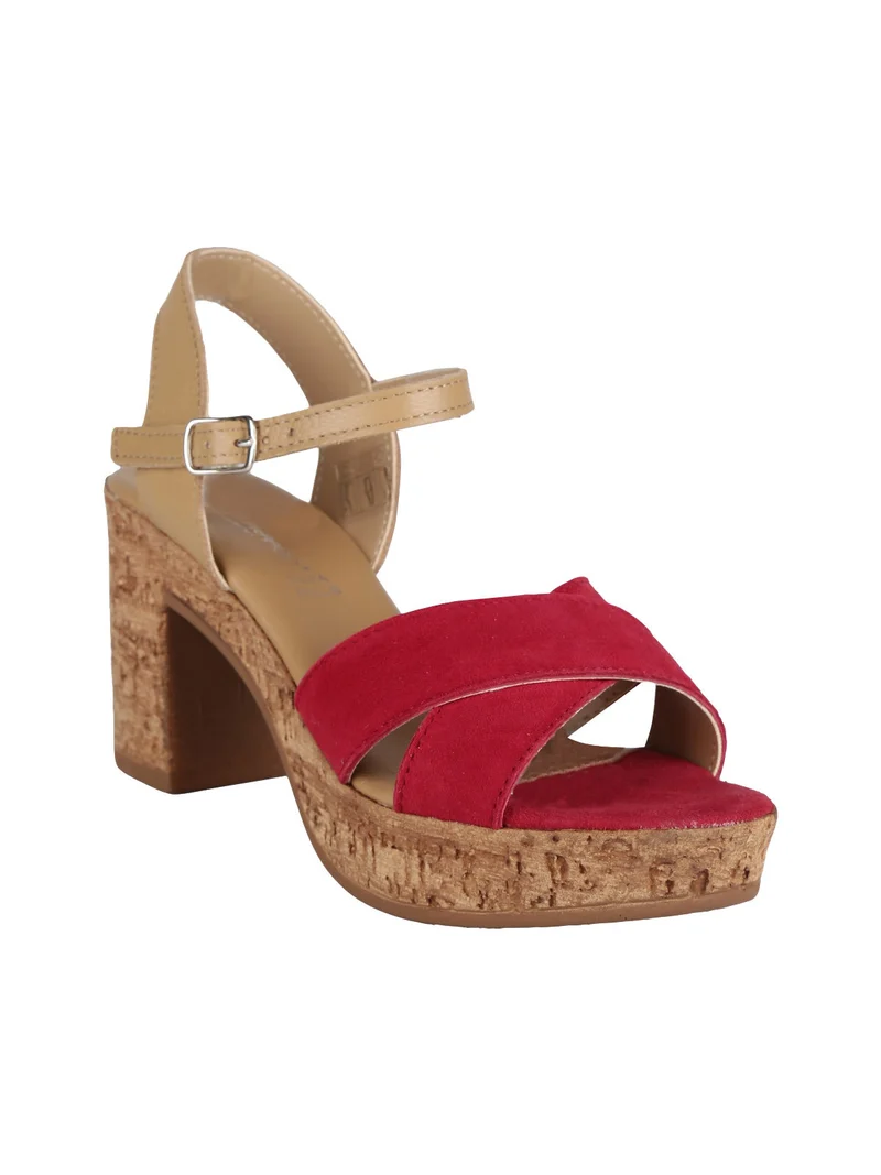 Sandali in pelle donna con tacco - rosso