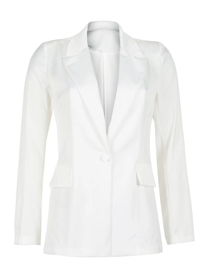 Blazer donna effetto raso - bianco