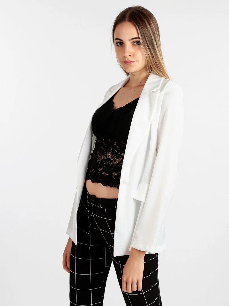 Blazer donna effetto raso - bianco