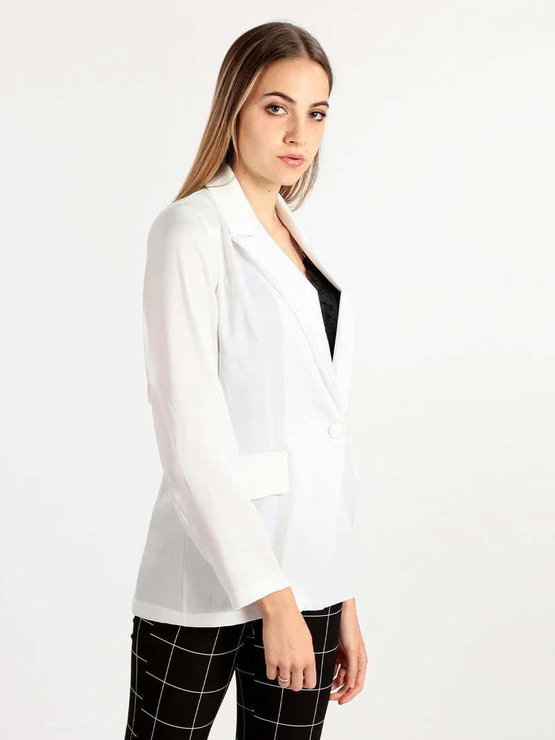 Blazer donna effetto raso - bianco