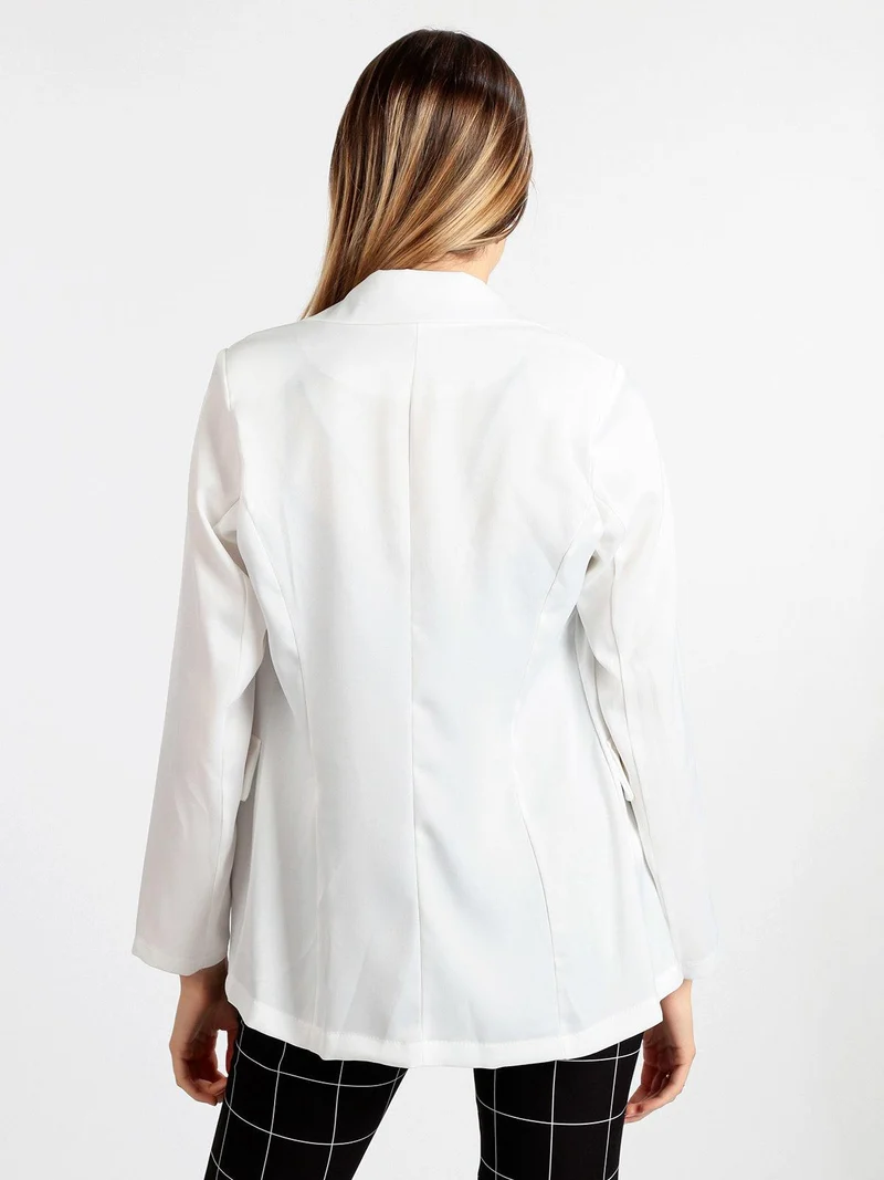 Blazer donna effetto raso - bianco