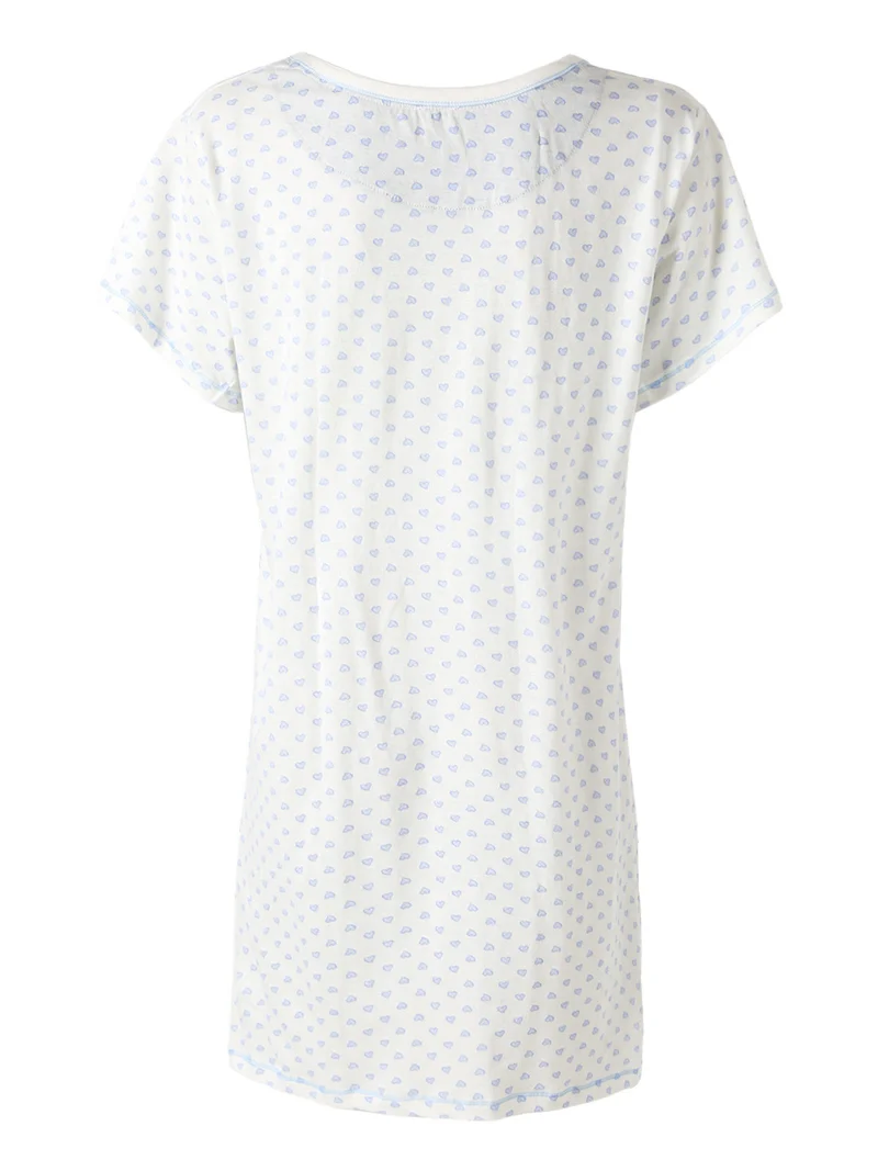 Maxi maglia da donna in cotone con stampa micro cuori e orsetti cupido - bianco