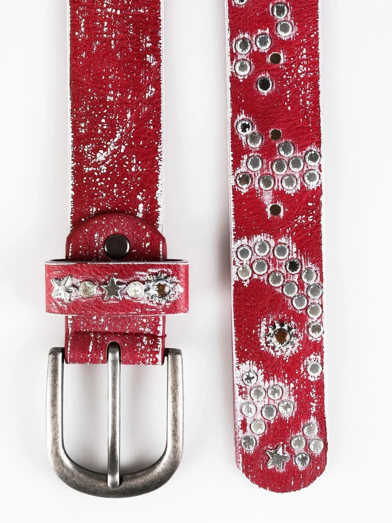 Cintura con borchie - rosso