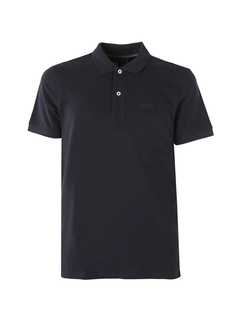 Polo da uomo in cotone a maniche corte - blu scuro