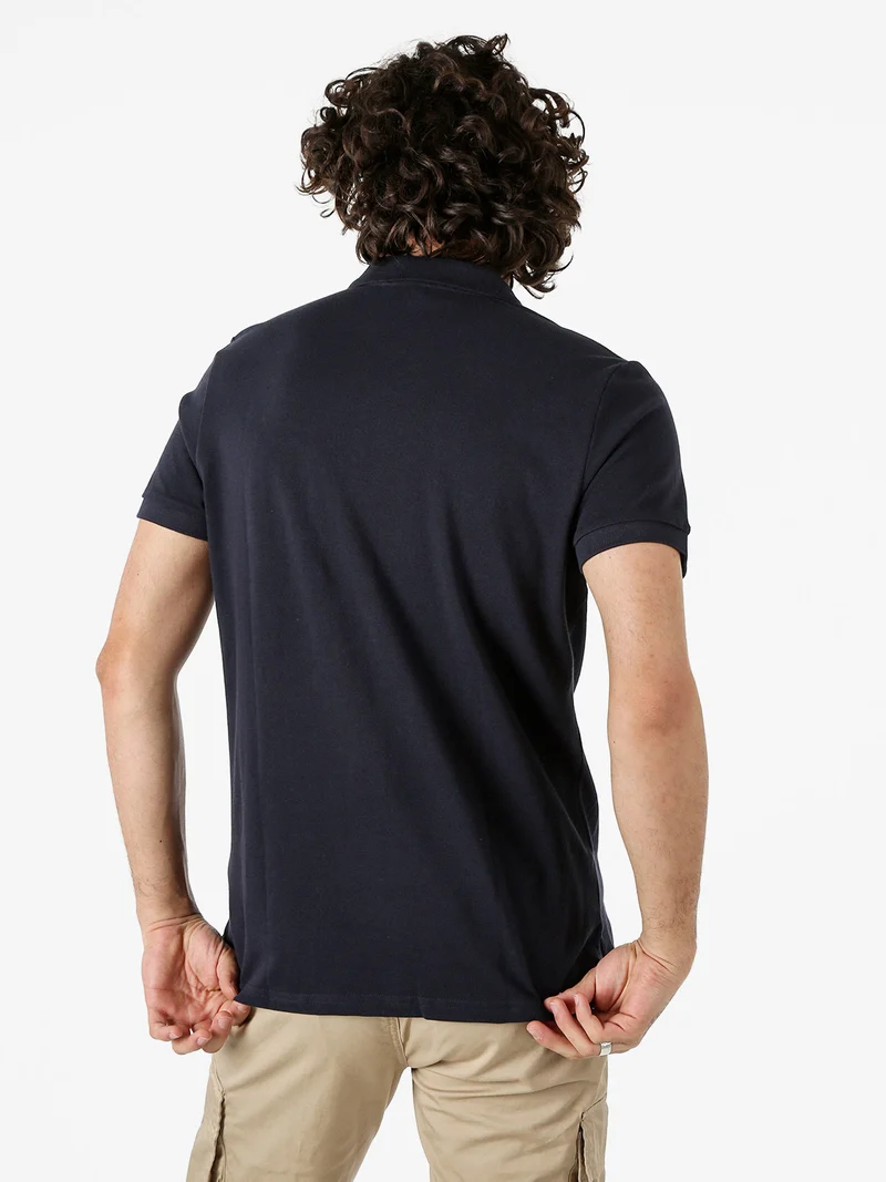 Polo da uomo in cotone a maniche corte - blu scuro