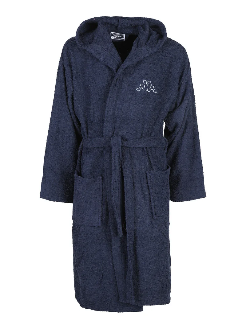 Accappatoio unisex in spugna con cappuccio - blu scuro