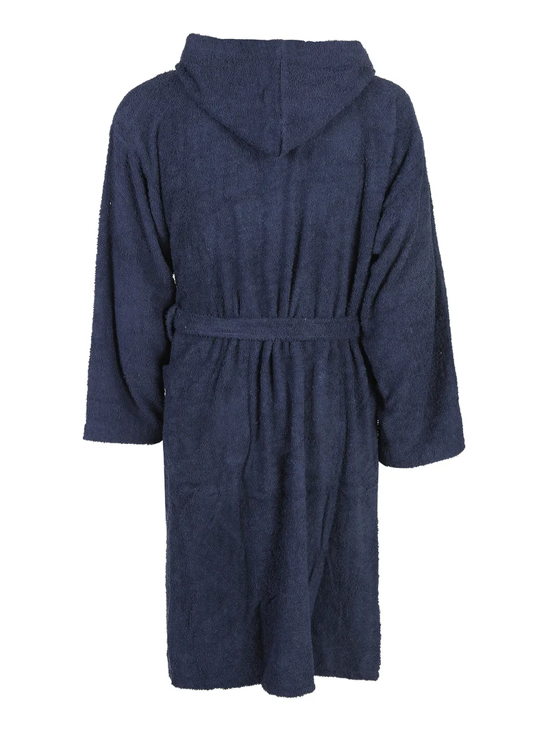 Accappatoio unisex in spugna con cappuccio - blu scuro