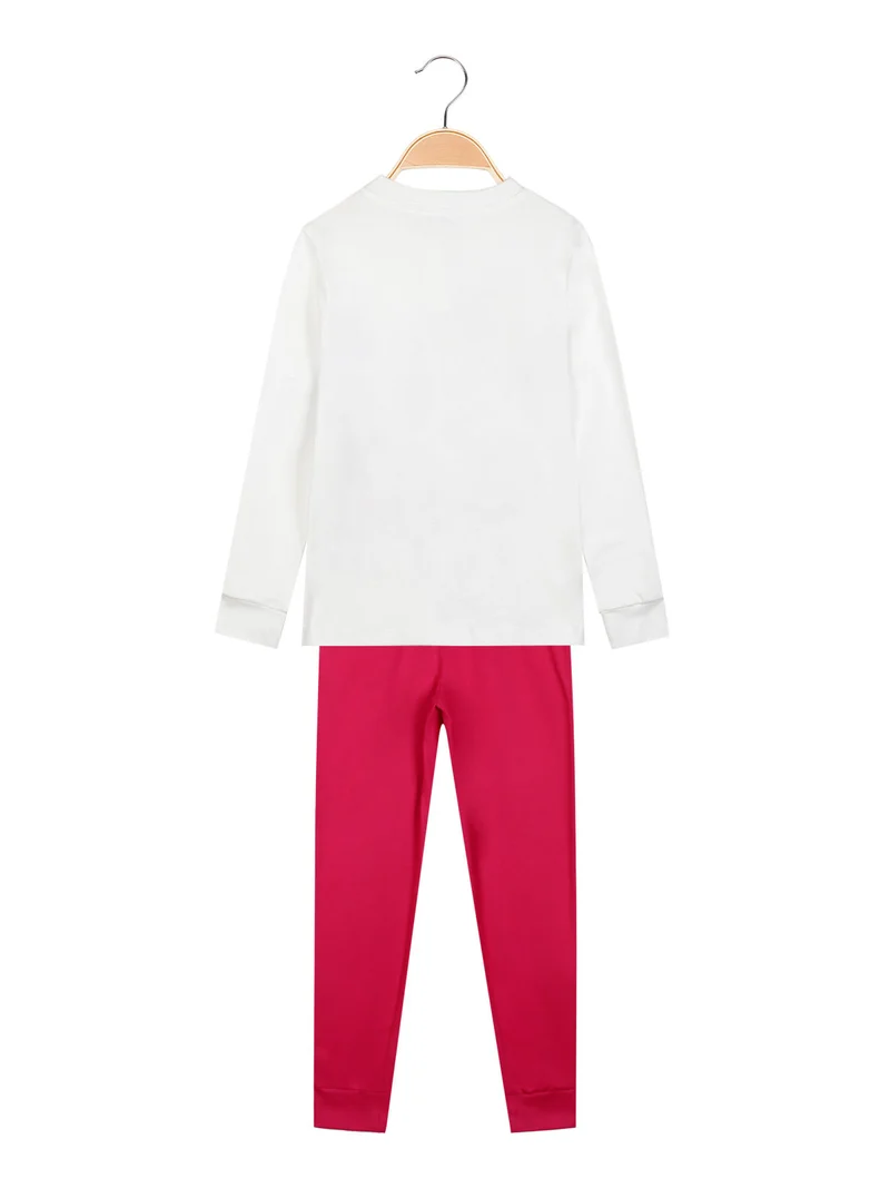 MINNIE Pigiama lungo in caldo cotone da bambina - panna