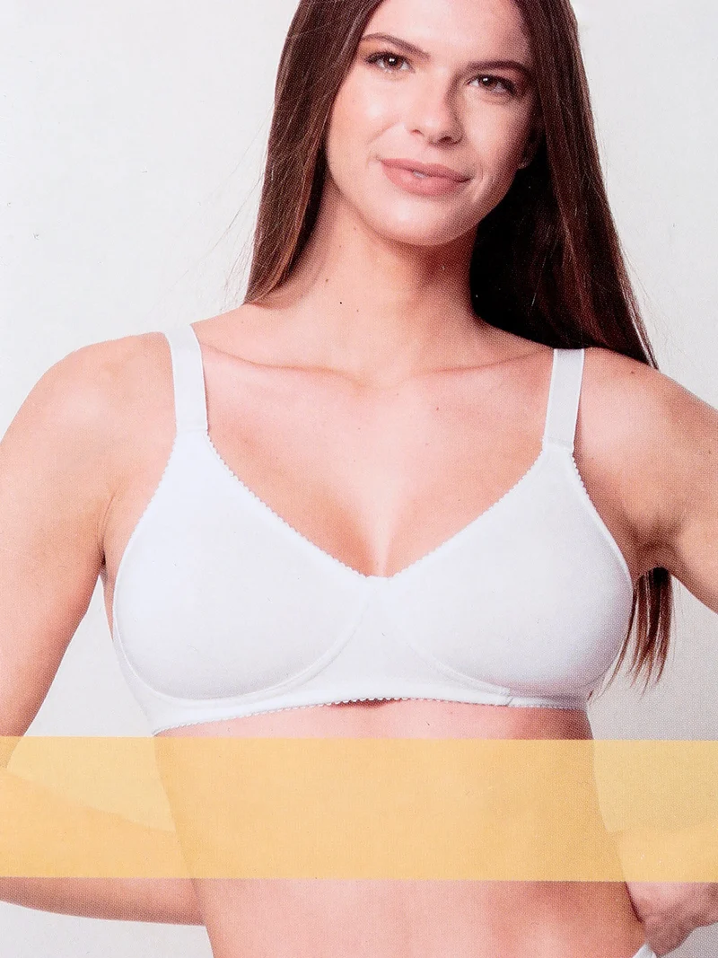 Reggiseno bielastico in cotone senza ferretto COPPA B - bianco