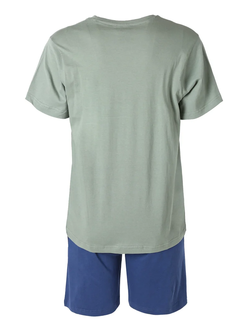 Completo corto da uomo in cotone con logo - pistacchio