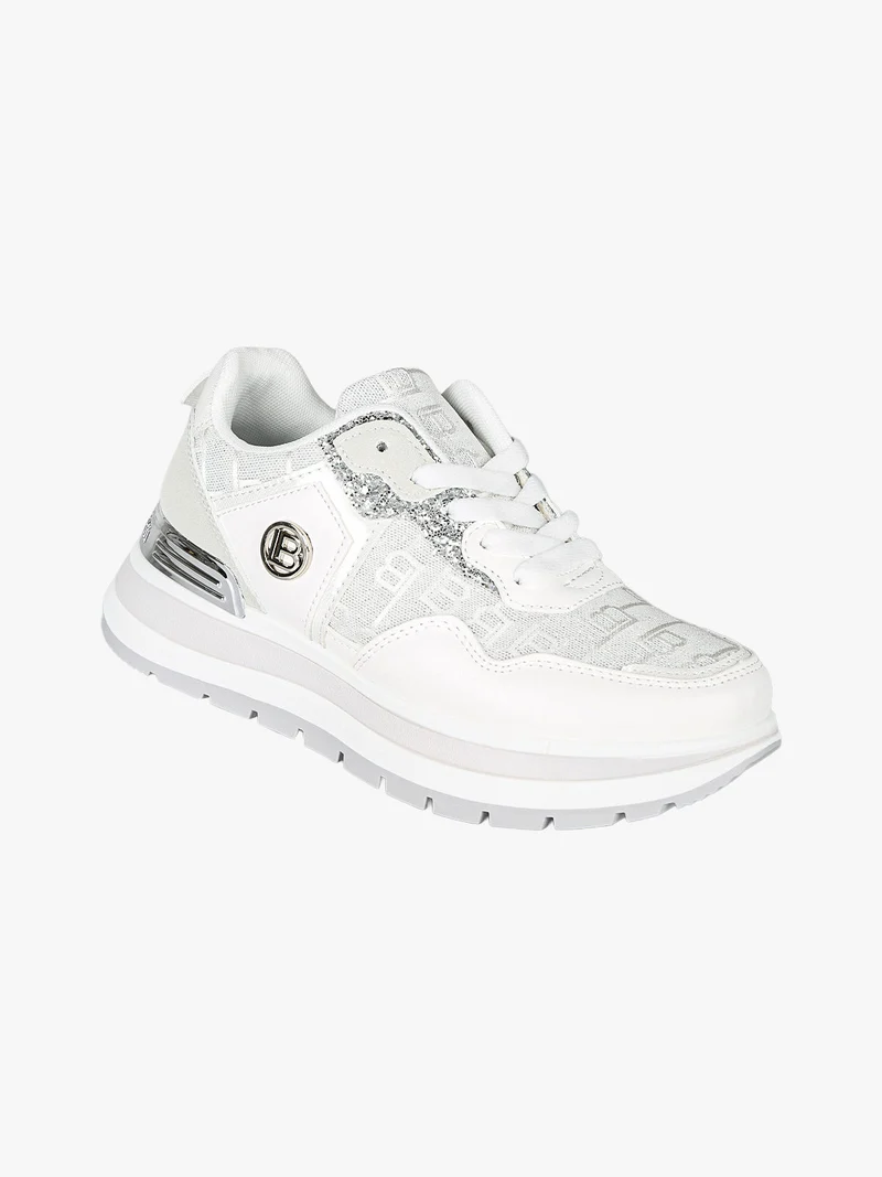 Sneakers da donna con paltform e glitter - bianco