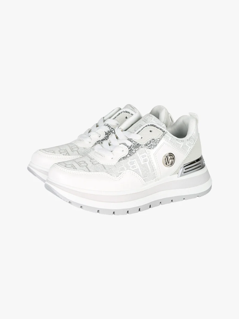 Sneakers da donna con paltform e glitter - bianco