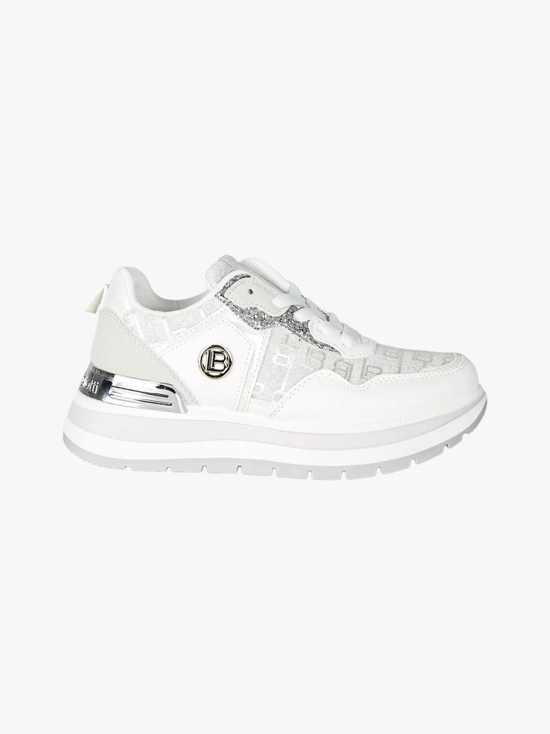 Sneakers da donna con paltform e glitter - bianco