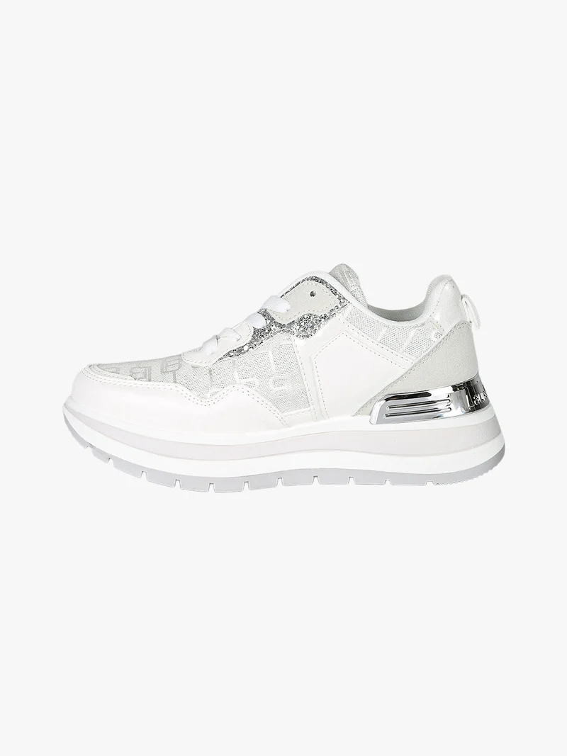Sneakers da donna con paltform e glitter - bianco