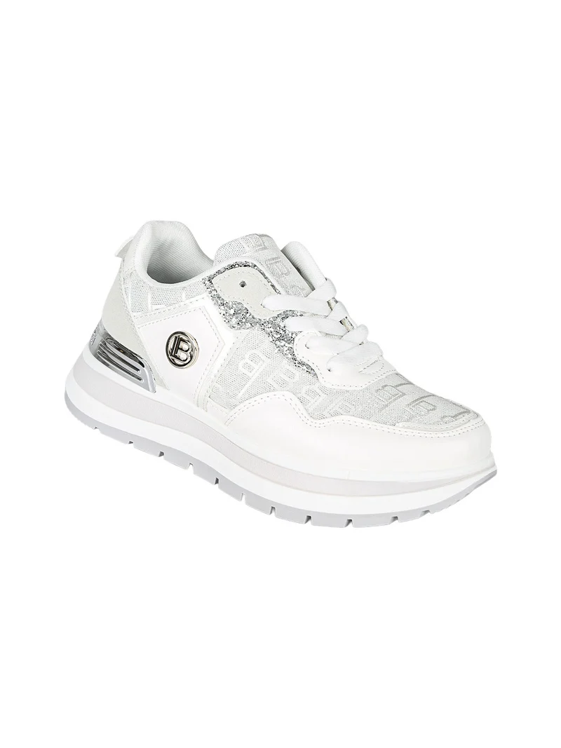 Sneakers da donna con paltform e glitter - bianco