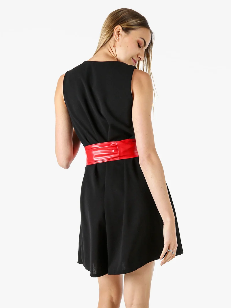 Vestito donna smanicato in tinta unita - nero