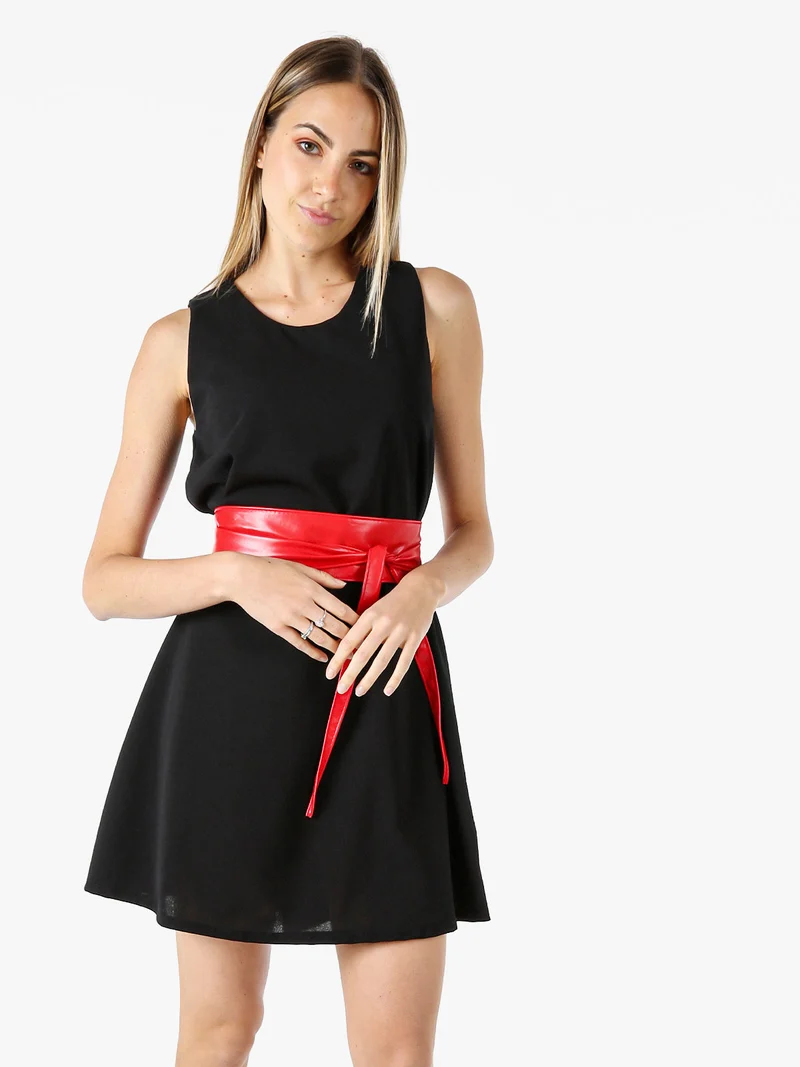 Vestito donna smanicato in tinta unita - nero