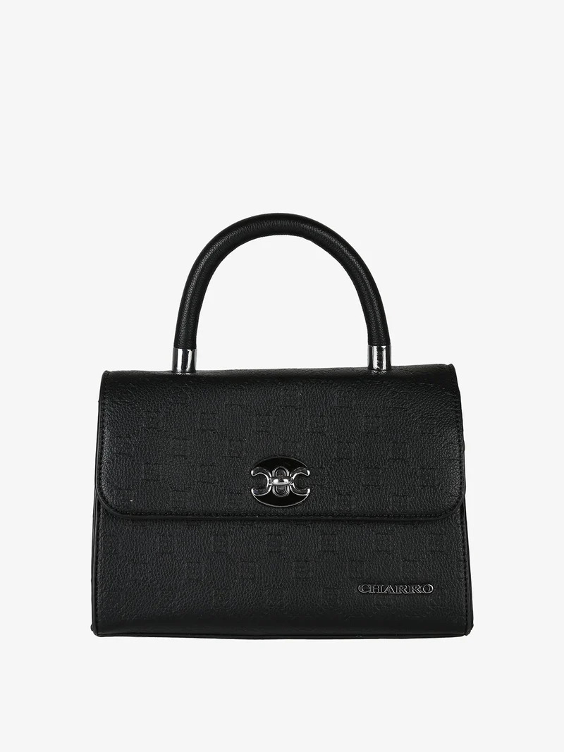 Borsa a mano da donna con patta e chiusura a girello - nero
