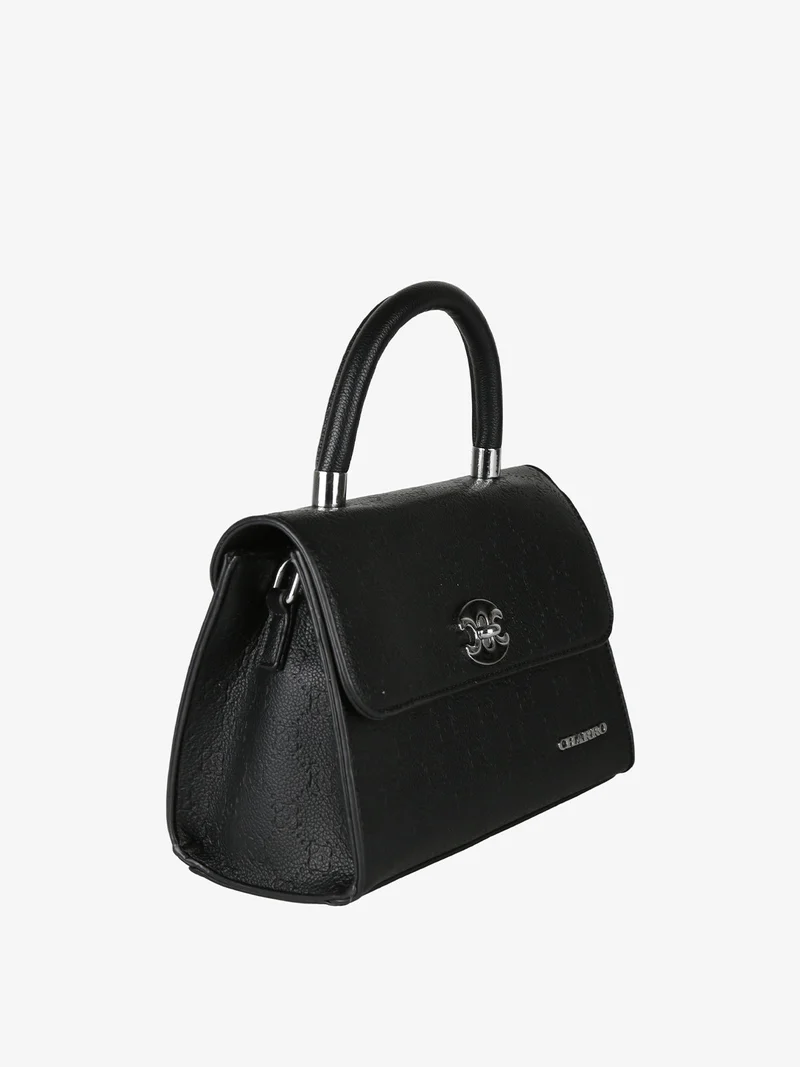 Borsa a mano da donna con patta e chiusura a girello - nero