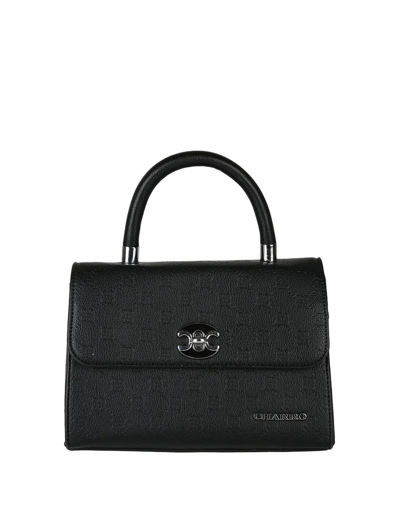 Borsa a mano da donna con patta e chiusura a girello - nero