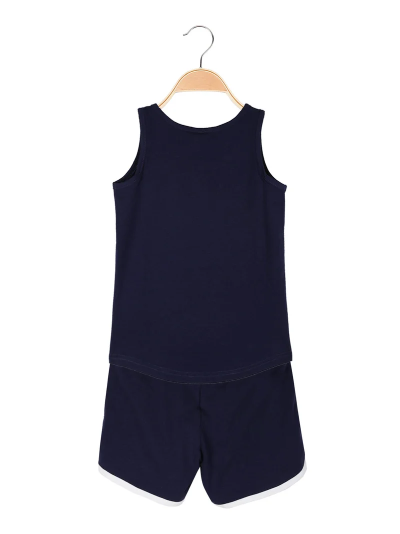 Completo smanicato da ragazza 2 pezzi - blu scuro